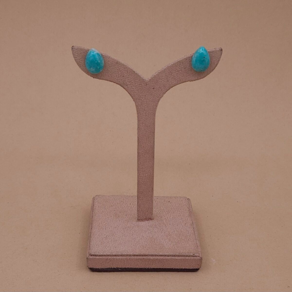 Aqua Teardrop Stud in Gold Finish | Handcrafted & Anti-Tarnish