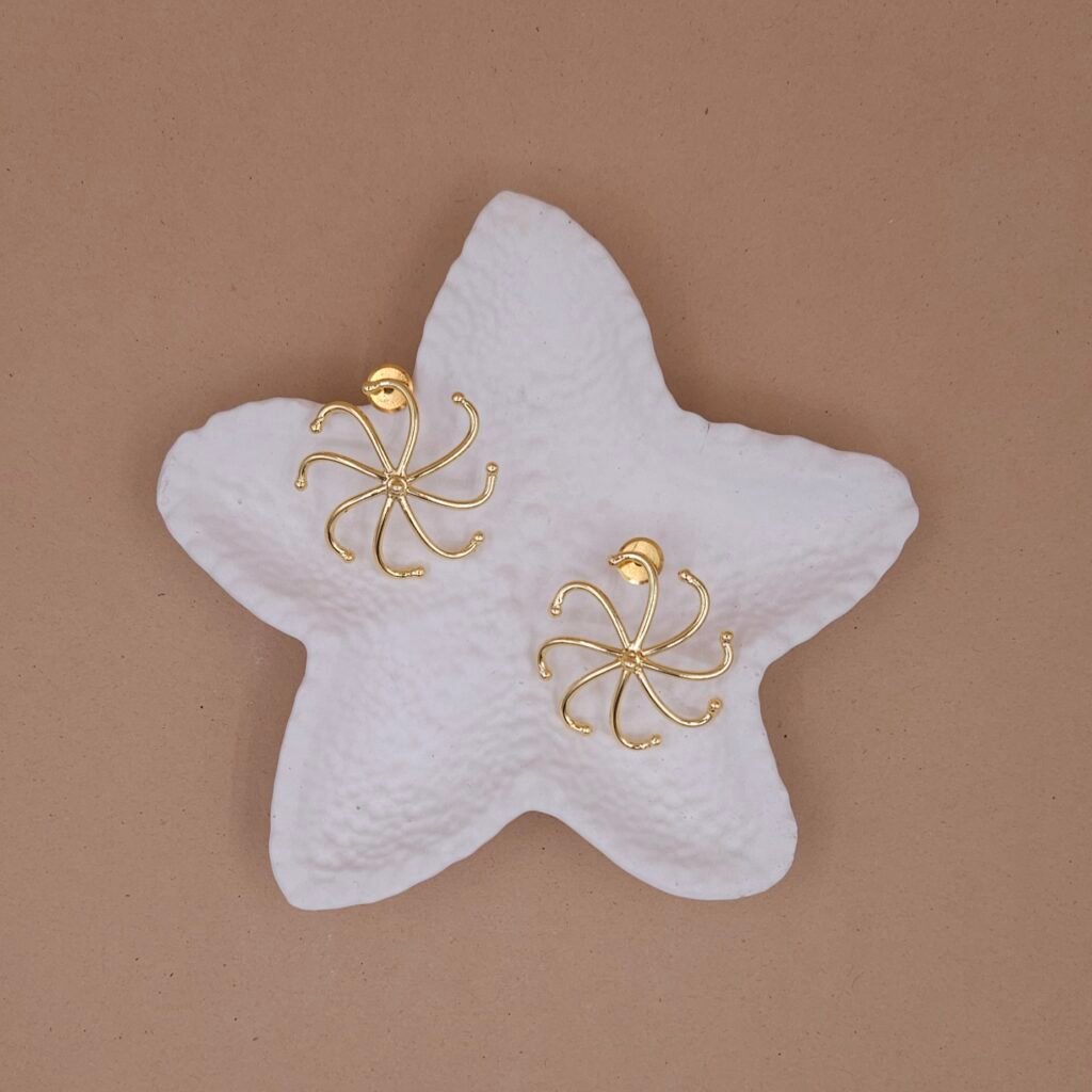 Handcrafted Gold Starburst Stud Earrings - Anti-Tarnish Statement Jewellery