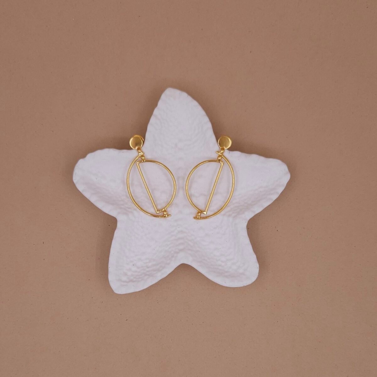 Handcrafted Anti-Tarnish Geometric Gold Drop Earrings