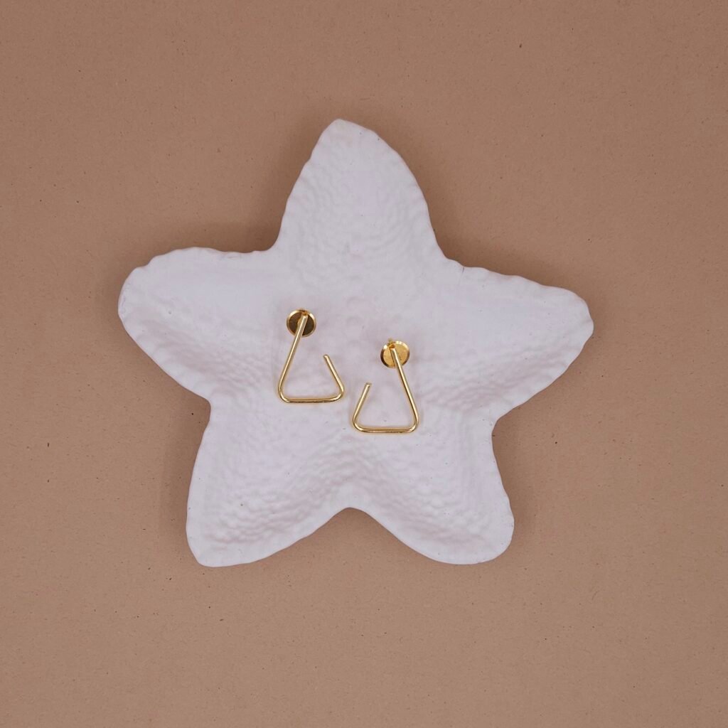 Handcrafted Anti-Tarnish Gold Minimalist Triangle Hoop Earrings