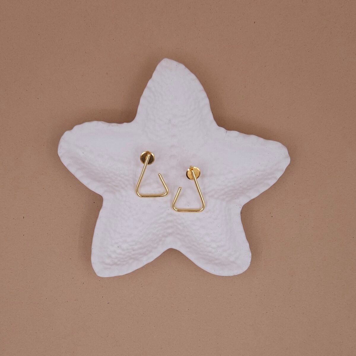 Handcrafted Anti-Tarnish Gold Minimalist Triangle Hoop Earrings