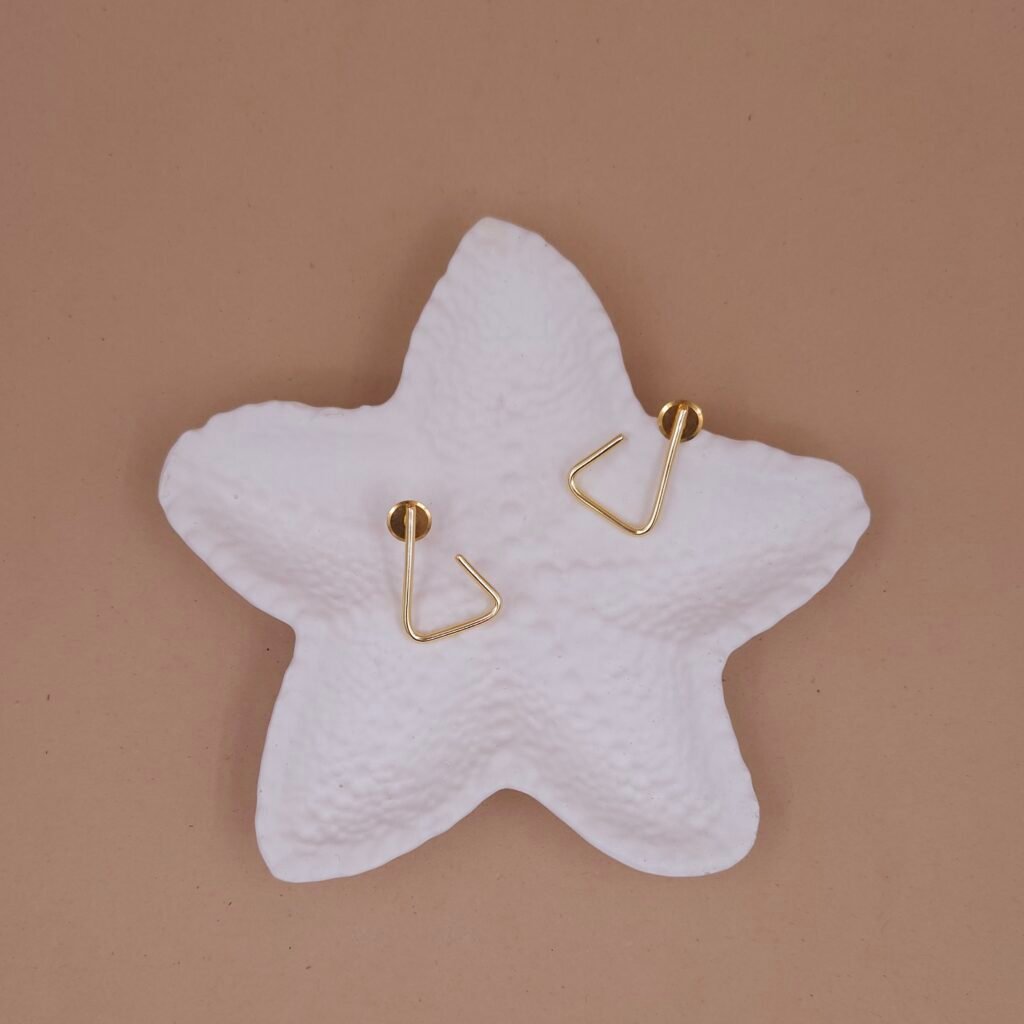 Handcrafted Anti-Tarnish Gold Minimalist Triangle Hoop Earrings