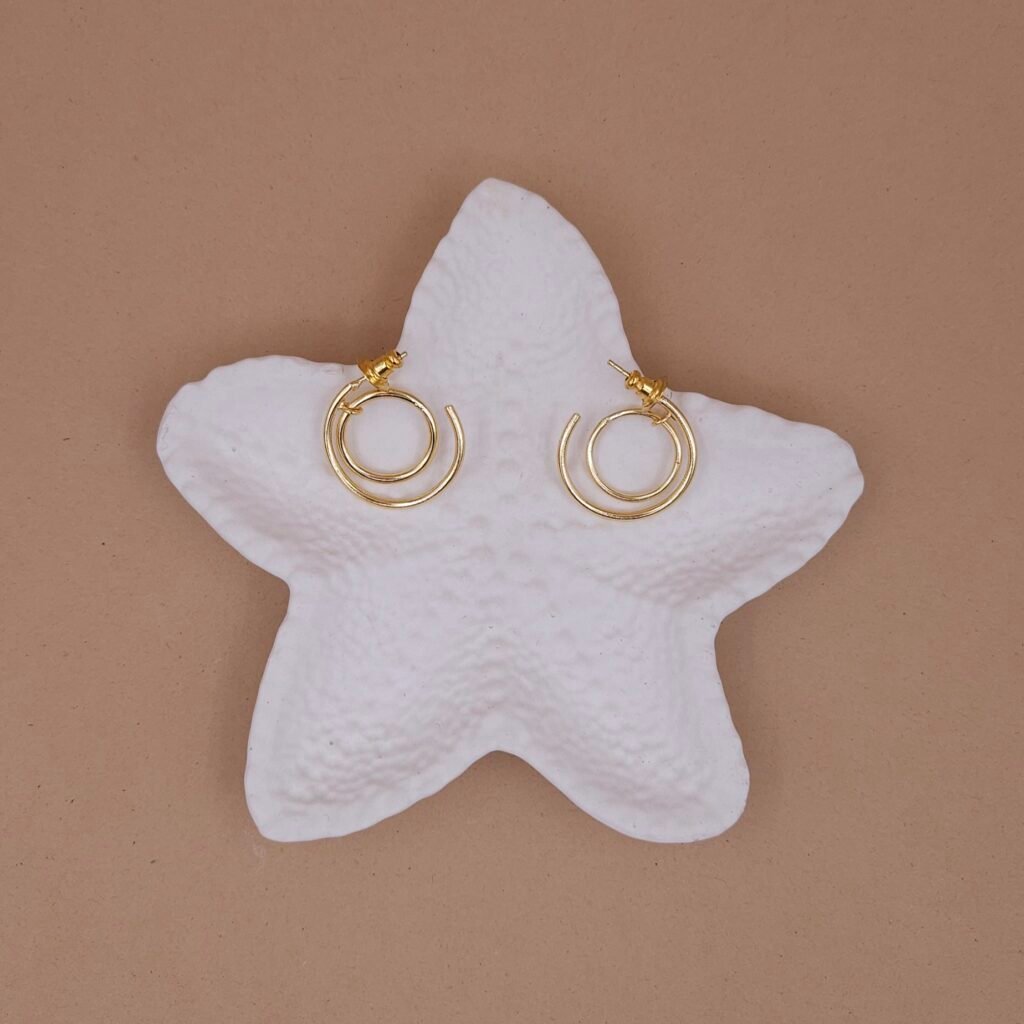 Handcrafted Anti-Tarnish Gold Double Spiral Hoop Earrings