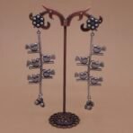 Handcrafted Anti-Tarnish Silver Replica Bird Motif Brass Long Earrings