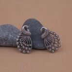 Handcrafted Anti-Tarnish Silver Replica Brass Peacock Motif Stud Earrings