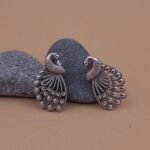 Handcrafted Anti-Tarnish Silver Replica Brass Peacock Motif Stud Earrings