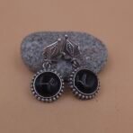 Handcrafted Anti-Tarnish Black Monalisa Stone Silver Replica Brass Drop Earrings