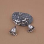 Handcrafted Anti-Tarnish Silver Replica Brass Jhumka Earrings with Pearl Drops