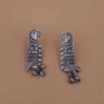 Handcrafted Parrot Motif Silver Replica Brass Dangler Earrings with Ghungroo