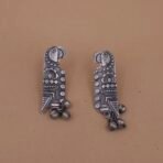 Handcrafted Parrot Motif Silver Replica Brass Dangler Earrings with Ghungroo