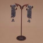 Handcrafted Parrot Motif Silver Replica Brass Dangler Earrings with Ghungroo
