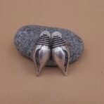 Handcrafted Shankh (conch shell) Motif Silver Replica Brass Stud Earrings - Anti-Tarnish