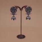 Handcrafted Tribal Shield Silver Replica Brass Jhumka Earrings - Anti-Tarnish