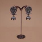 Handcrafted Tribal Shield Silver Replica Brass Jhumka Earrings - Anti-Tarnish