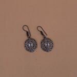 Handcrafted Oval Filigree Silver Replica Brass Earrings with Clear Stone - Anti-Tarnish