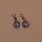 Handcrafted Oval Filigree Silver Replica Brass Earrings with Clear Stone - Anti-Tarnish