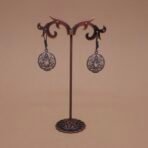 Handcrafted Oval Filigree Silver Replica Brass Earrings with Clear Stone - Anti-Tarnish