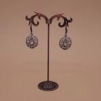 Handcrafted Oval Filigree Silver Replica Brass Earrings with Clear Stone - Anti-Tarnish