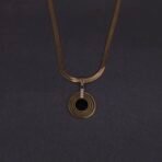 Stainless Steel Concentric Circle Necklace - CZ, Anti-Tarnish