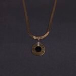 Stainless Steel Concentric Circle Necklace - CZ, Anti-Tarnish