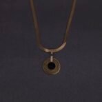 Stainless Steel Concentric Circle Necklace - CZ, Anti-Tarnish