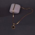 Stainless Steel Concentric Circle Necklace - CZ, Anti-Tarnish