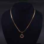 Stainless Steel Concentric Circle Necklace - CZ, Anti-Tarnish