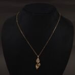 Stainless Steel Dual Tulip Pendant Necklace - CZ, Anti-Tarnish