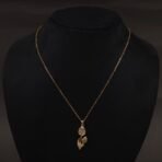 Stainless Steel Dual Tulip Pendant Necklace - CZ, Anti-Tarnish