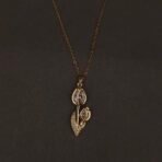 Stainless Steel Dual Tulip Pendant Necklace - CZ, Anti-Tarnish