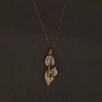 Stainless Steel Dual Tulip Pendant Necklace - CZ, Anti-Tarnish