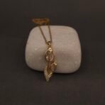 Stainless Steel Dual Tulip Pendant Necklace - CZ, Anti-Tarnish