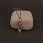 Stainless Steel Dual Tulip Pendant Necklace - CZ, Anti-Tarnish