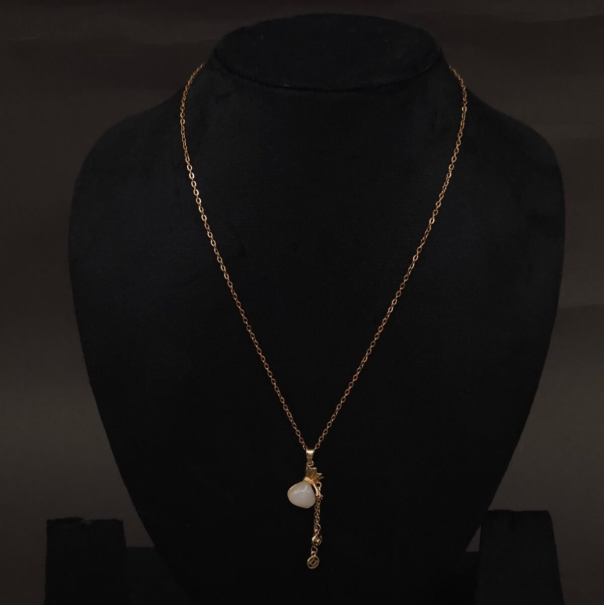 Stainless Steel Money Bag Necklace - White Accent, Anti-Tarnish