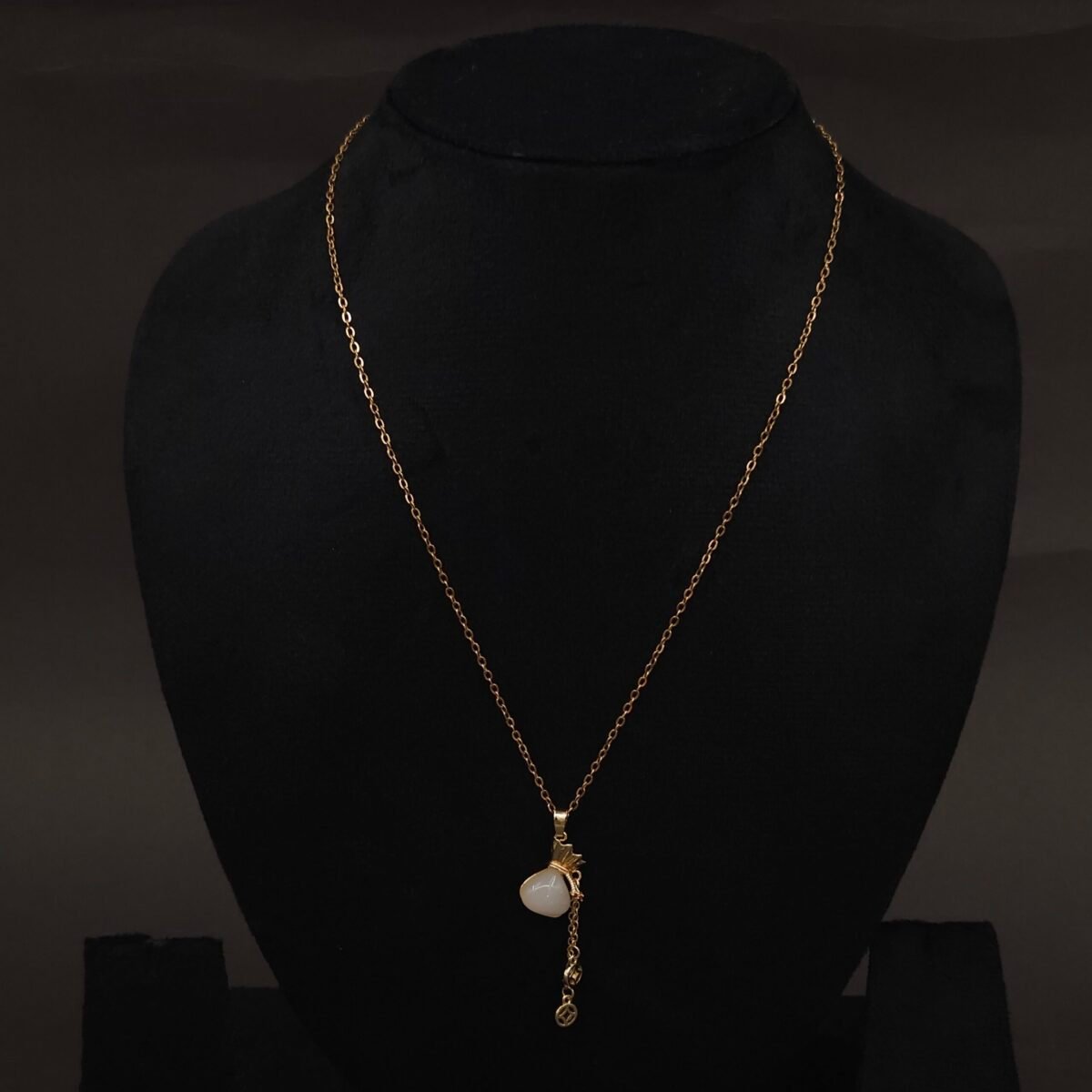 Stainless Steel Money Bag Necklace - White Accent, Anti-Tarnish