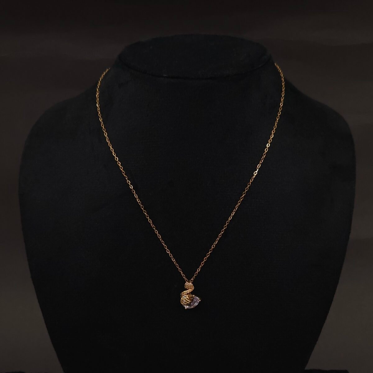 Stainless Steel Swan Pendant Necklace - CZ, Anti-Tarnish