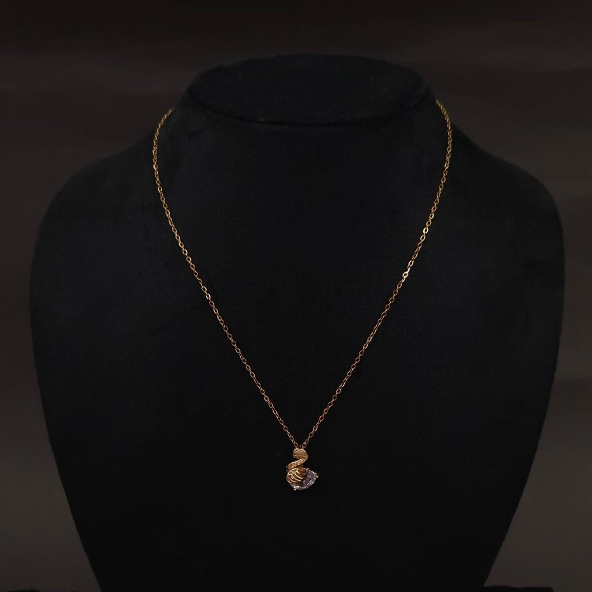 Stainless Steel Swan Pendant Necklace - CZ, Anti-Tarnish