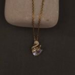 Stainless Steel Swan Pendant Necklace - CZ, Anti-Tarnish