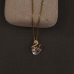 Stainless Steel Swan Pendant Necklace - CZ, Anti-Tarnish