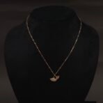 Stainless Steel Ginkgo Leaf Necklace - CZ, Anti-Tarnish