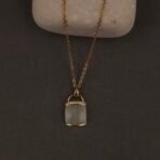 Stainless Steel Handbag Pendant Necklace - White Stone, CZ, Anti-Tarnish