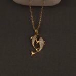 Stainless Steel Dolphin Necklace - Twin CZ, Anti-Tarnish