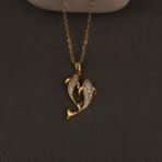 Stainless Steel Dolphin Necklace - Twin CZ, Anti-Tarnish