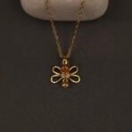 Stainless Steel Dragonfly Necklace - CZ Accent, Anti-Tarnish