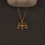 Stainless Steel Dragonfly Necklace - CZ Accent, Anti-Tarnish