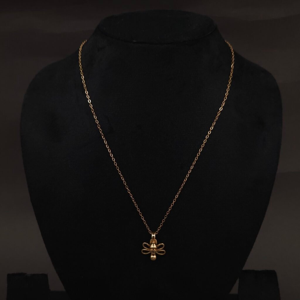 Stainless Steel Dragonfly Necklace - CZ Accent, Anti-Tarnish