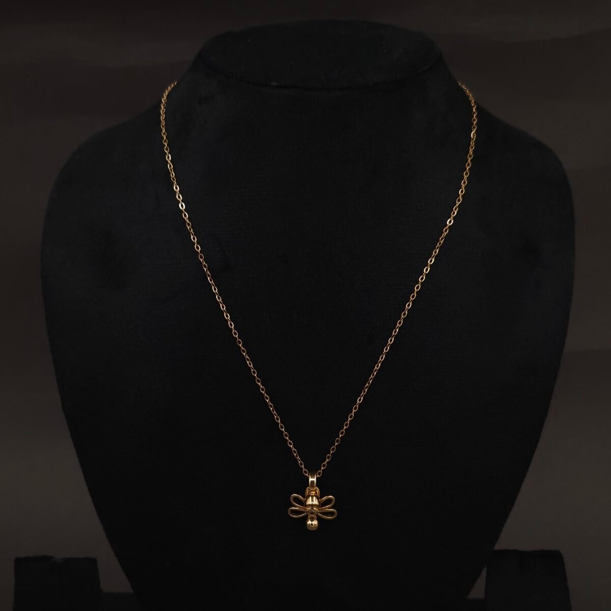 Stainless Steel Dragonfly Necklace - CZ Accent, Anti-Tarnish