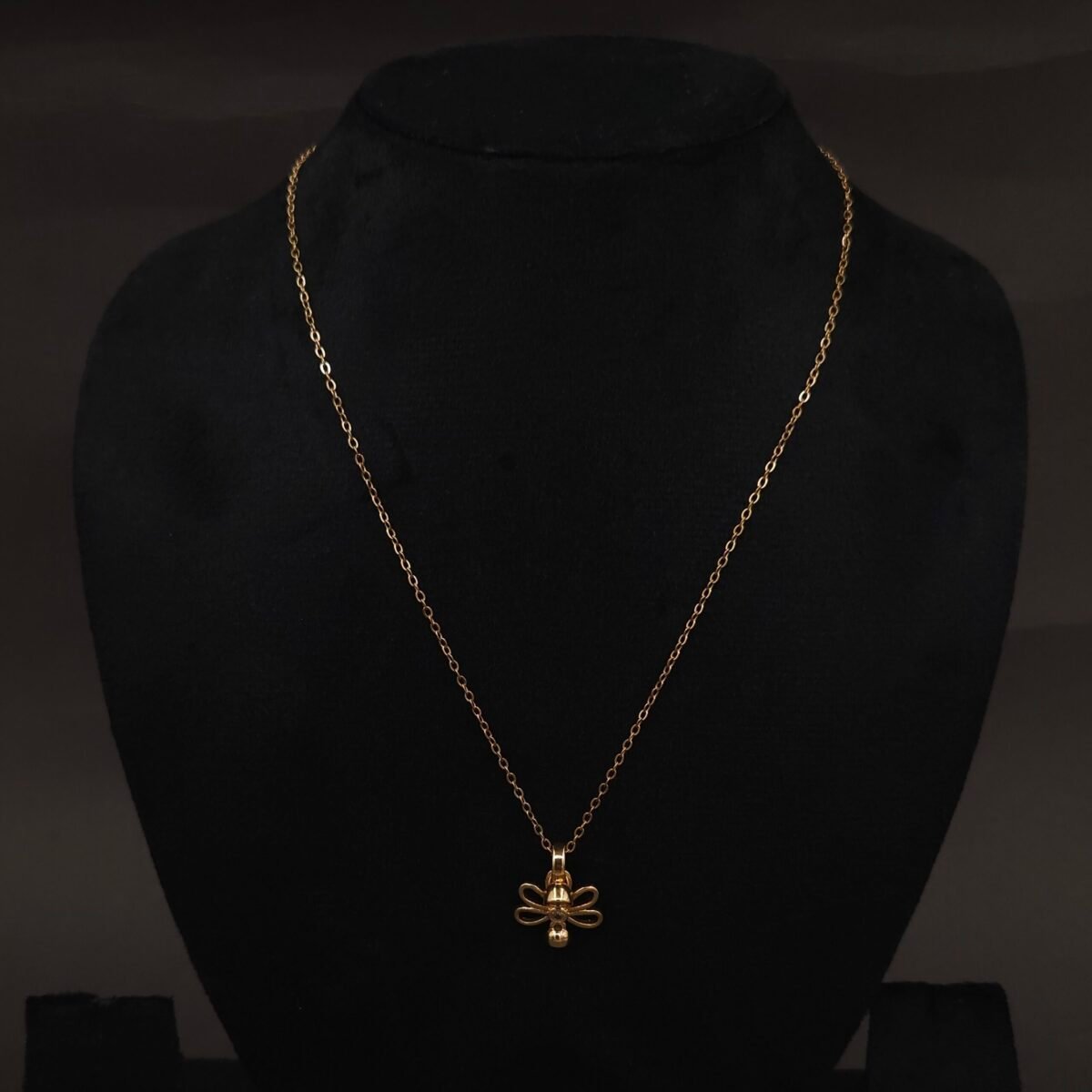 Stainless Steel Dragonfly Necklace - CZ Accent, Anti-Tarnish