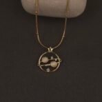 Stainless Steel Planet & Star Pendant Necklace - Stone Accents, Anti-Tarnish