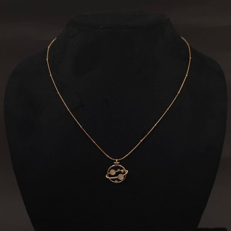 Stainless Steel Planet & Star Pendant Necklace - Stone Accents, Anti-Tarnish